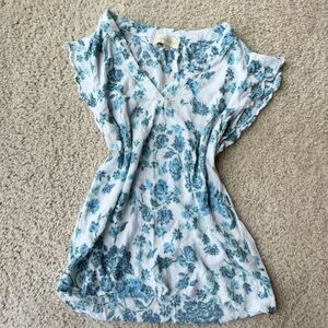 Cynthia Rowley Blue and White Floral Blouse